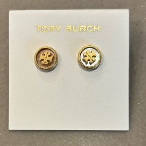 Tory Burch Gold and Silver Logo Earrings